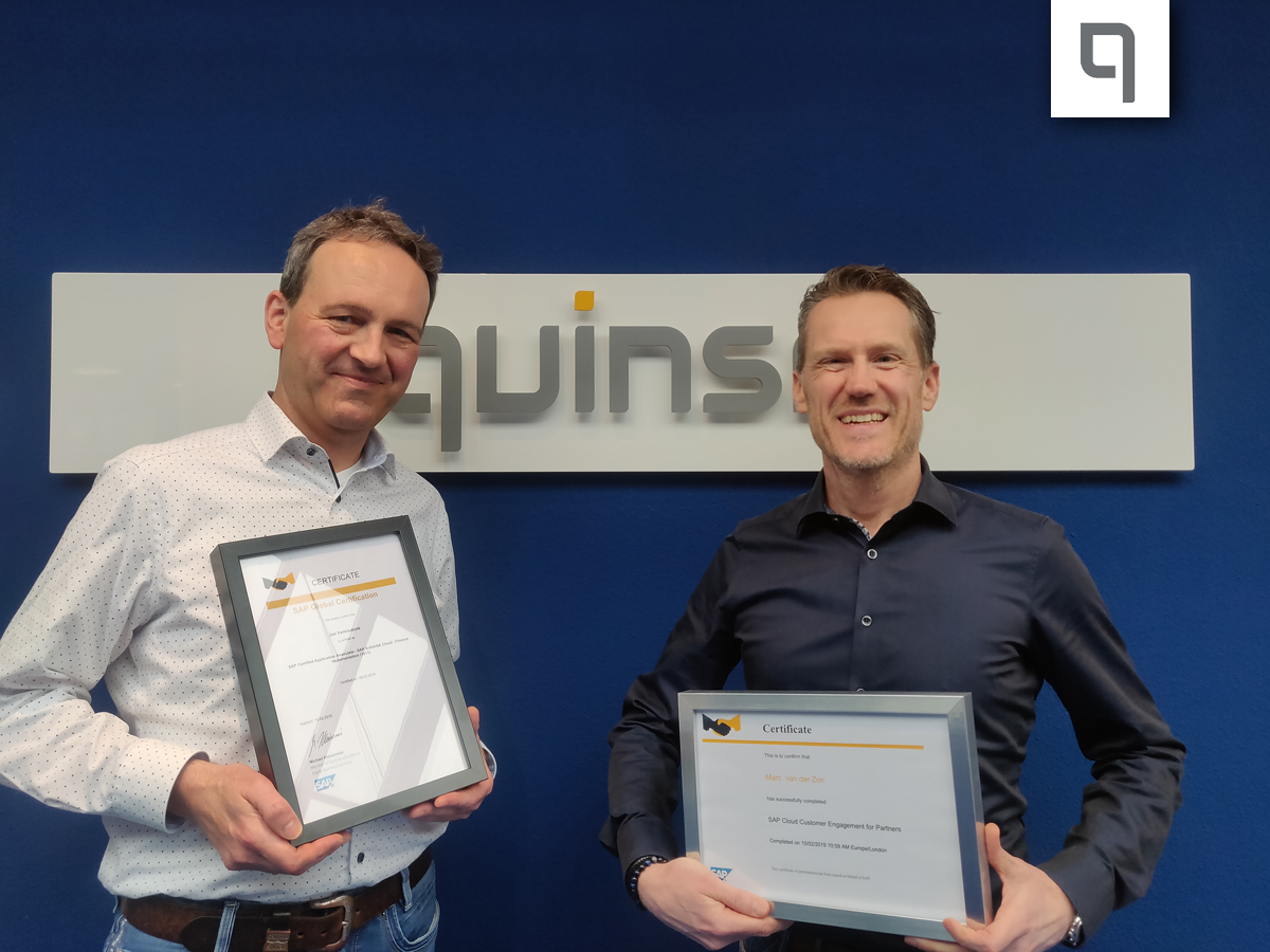 Certificate S/4HANA: Quinso prepares your business for the new digital world