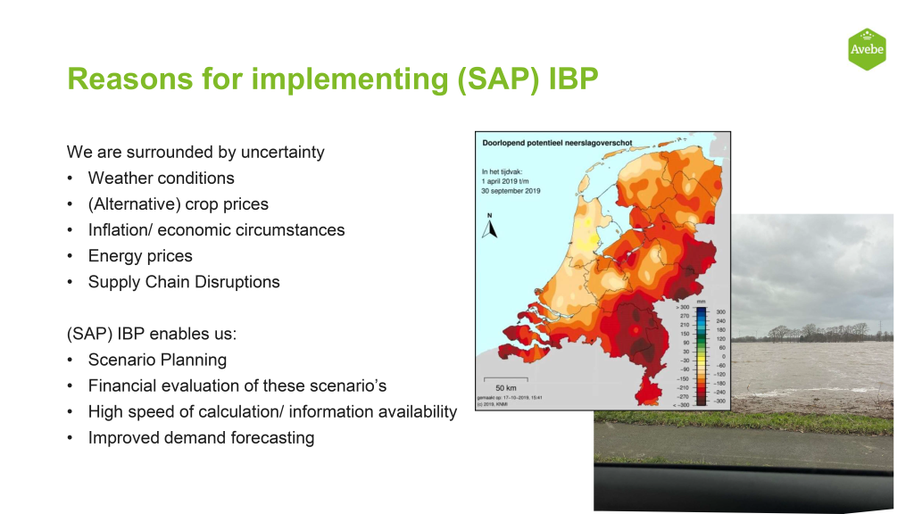 Slide from the presentation on Resons for implementing SAP IBP